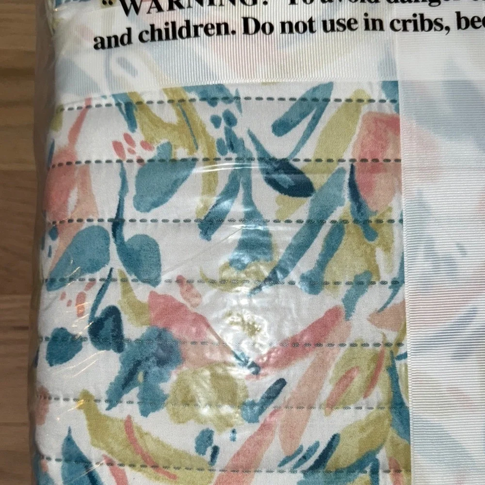 Blue and Pink Botanical Quilt Set Modern Bedding